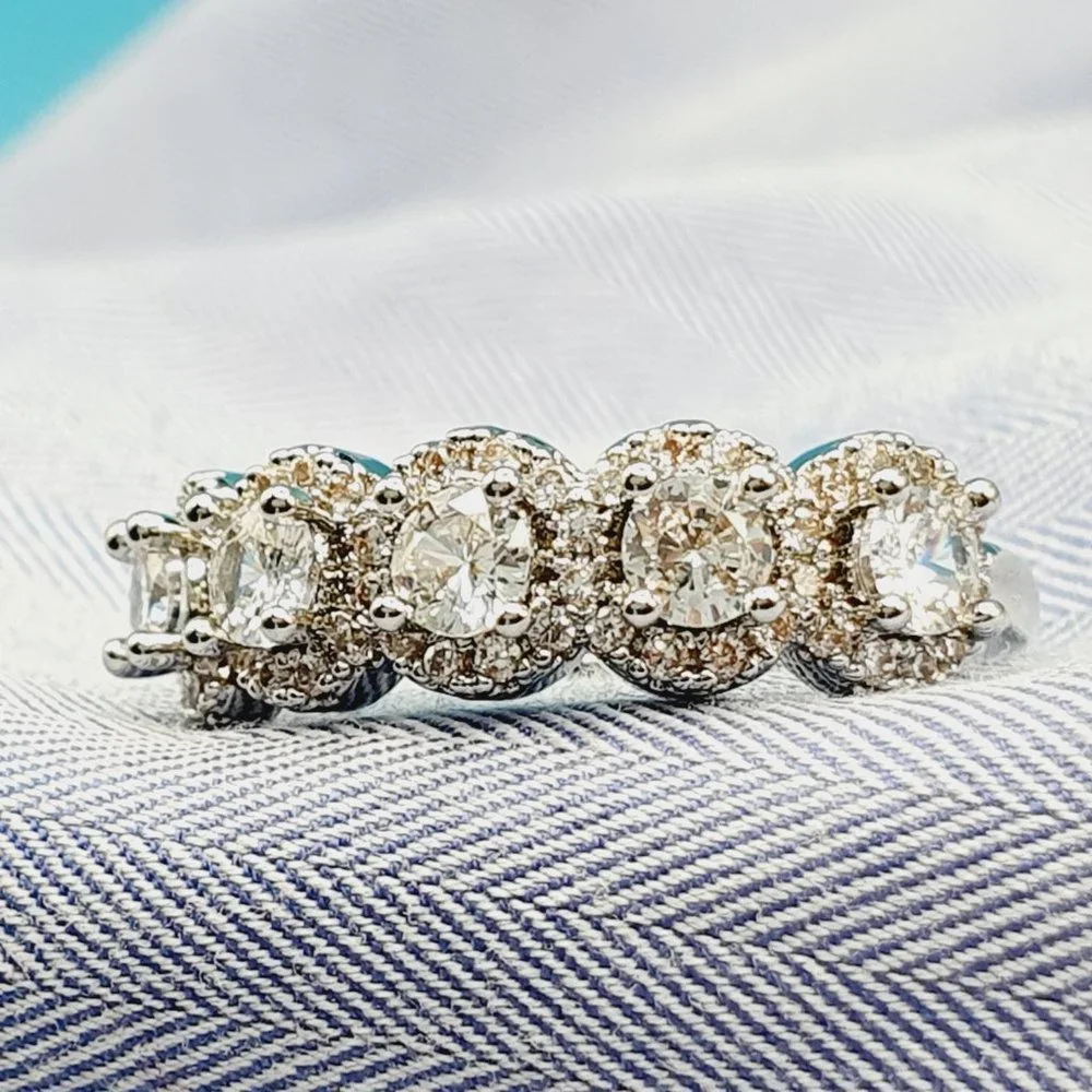 💝 Super Dainty Flower CZ Garland Silver Ring for Women, VIP491
